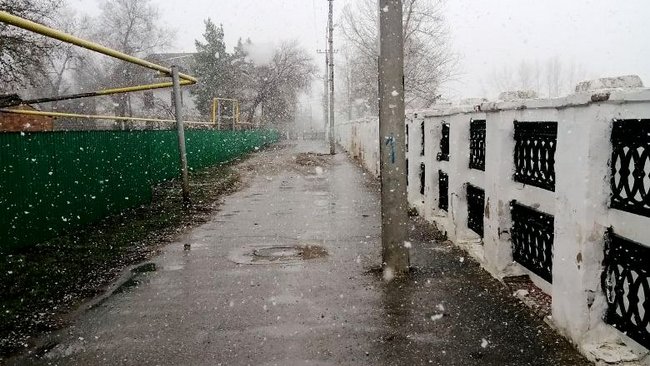 Циклон принес в Соль-Илецк мокрый снег