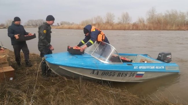В Соль-Илецком округе в отрезанные от «большой земли» села доставили продукты на лодках