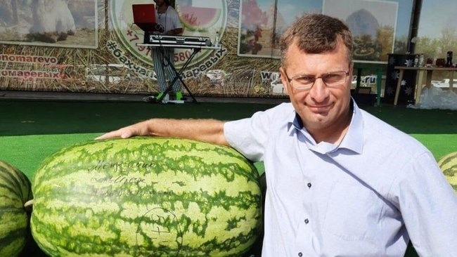Бахчевод из Соль-Илецка выращивает гигантский арбуз для участия в агробатле